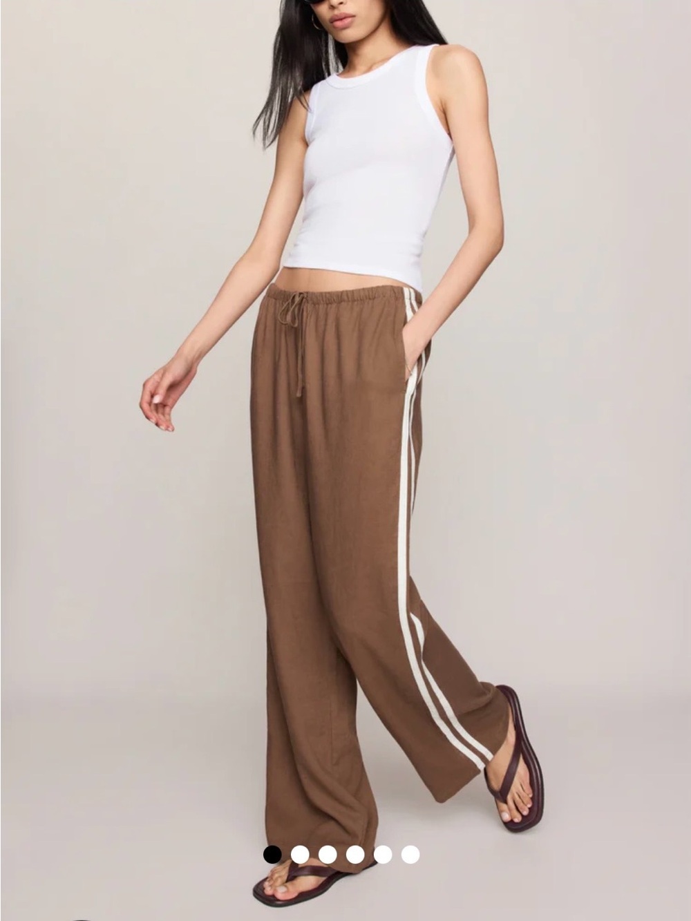 Z Supply Brown Wide-Leg Track Pants with White Side Stripes